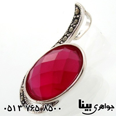 گردنبند یاقوت سرخ و حدید بیضی درشت زنانه