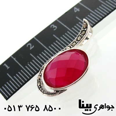 گردنبند یاقوت سرخ و حدید بیضی درشت زنانه