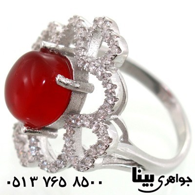 انگشتر عقیق یمنی دایره ای طرح قلب زنانه