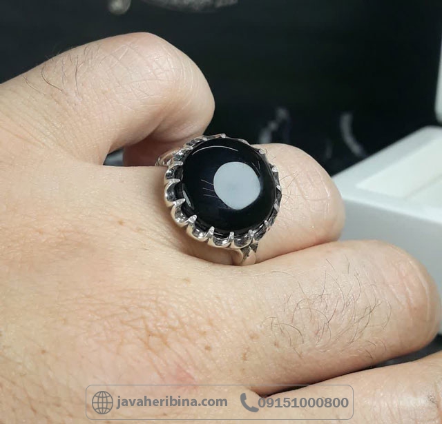 انگشتر عقیق یمنی جزع نقره مردانه _کد:35691