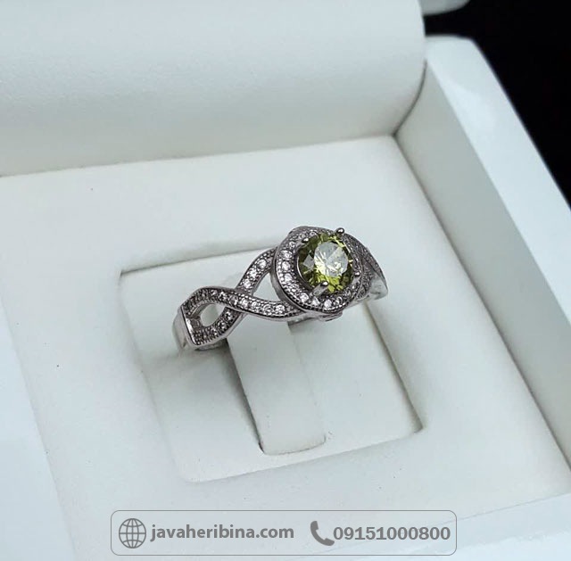 انگشتر طرح زبرجد نقره زنانه رودیوم _کد:35699