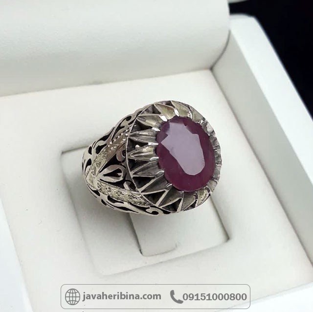 انگشتر یاقوت سرخ نقره مردانه خوش رنگ فاخر _کد:35705