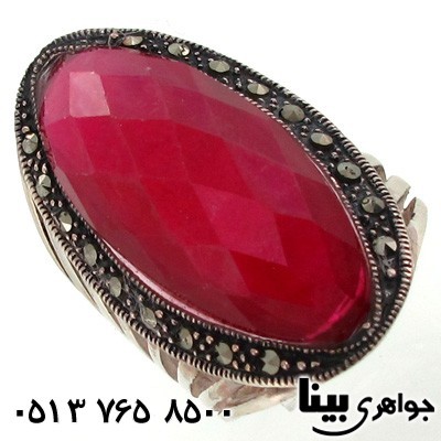 انگشتر یاقوت سرخ و حدید بیضی بنیتا درشت زنانه