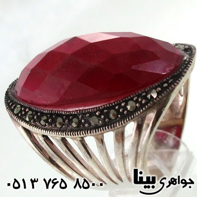 انگشتر یاقوت سرخ و حدید بیضی بنیتا درشت زنانه