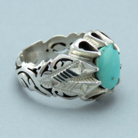 انگشتر فیروزه نیشابوری صاف ساخت استاد خسروی دست ساز فاخر _کد:35741