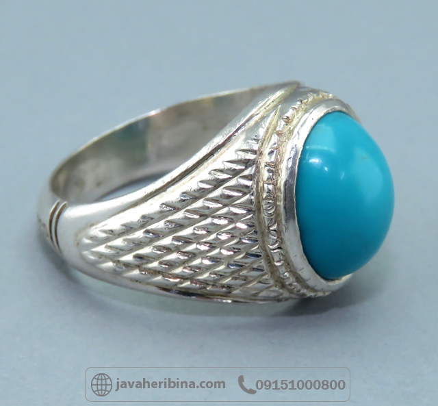 انگشتر فیروزه عجمی با رکاب دست ساز آقای مطاهری و نقره 950 عیار انگشتر فیروزه عجمی با رکاب دست ساز آقای مطاهری و نقره 950 عیار