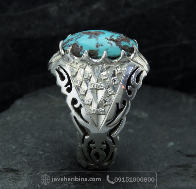 انگشتر فیروزه نیشابوری شجری ساخت استاد خسروی _کد:35750
