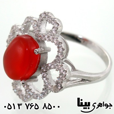انگشتر عقیق یمنی بیضی طرح قلب زنانه