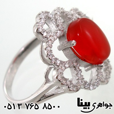 انگشتر عقیق یمنی بیضی طرح قلب زنانه