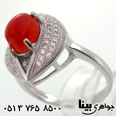 انگشتر عقیق یمنی طرح چشم زنانه دو