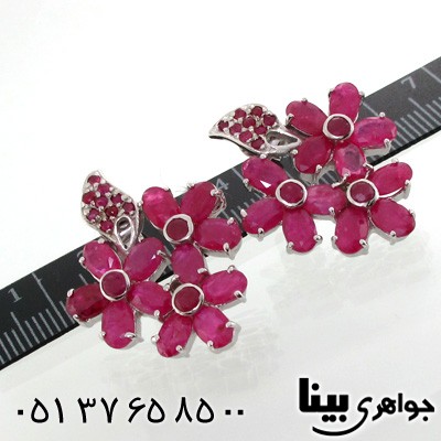 گوشواره یاقوت سرخ شکوفه بهاری زنانه طرح دو