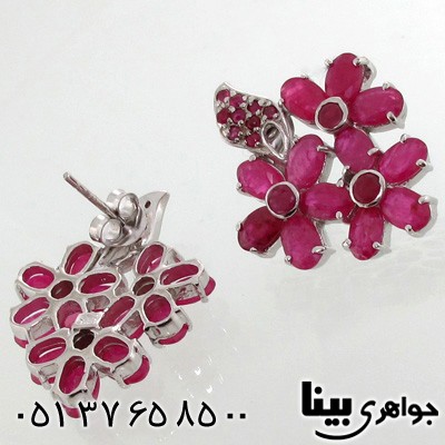 گوشواره یاقوت سرخ شکوفه بهاری زنانه طرح دو