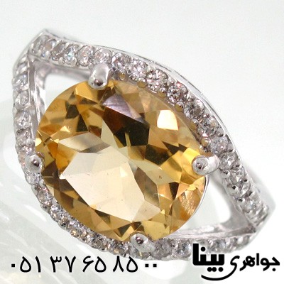 انگشتر سیترین درشت بیضی زنانه