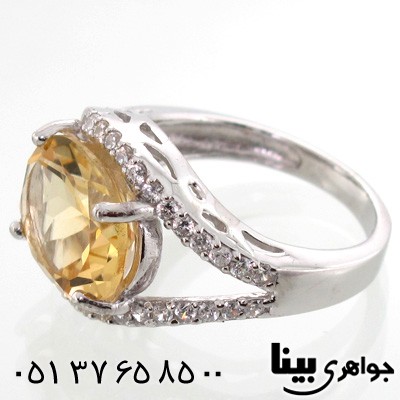 انگشتر سیترین درشت بیضی زنانه