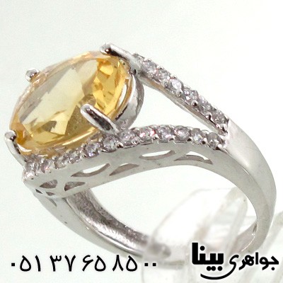 انگشتر سیترین درشت بیضی زنانه