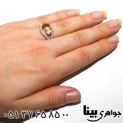 انگشتر سیترین درشت بیضی زنانه