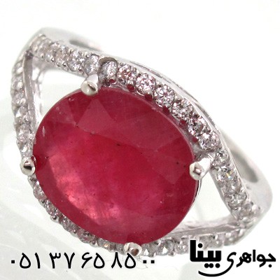 انگشتر یاقوت سرخ بیضی زنانه درشت