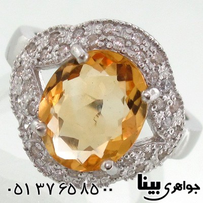 انگشتر سیترین دایره زنانه درشت