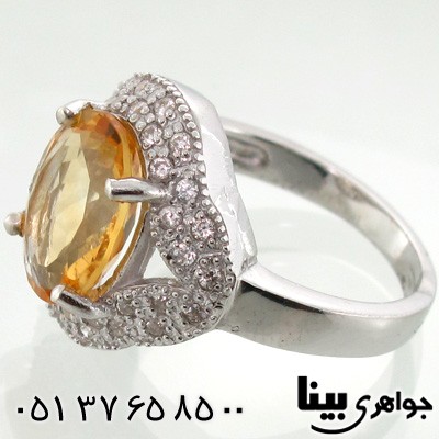 انگشتر سیترین دایره زنانه درشت