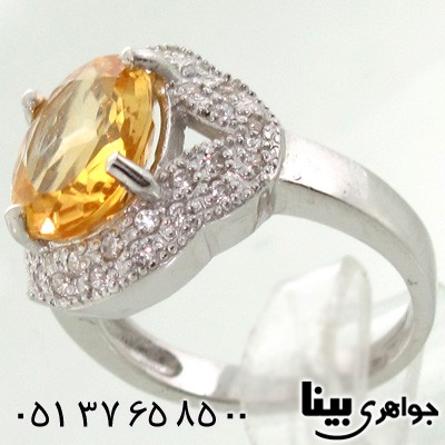 انگشتر سیترین دایره زنانه درشت