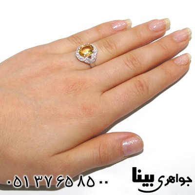 انگشتر سیترین دایره زنانه درشت