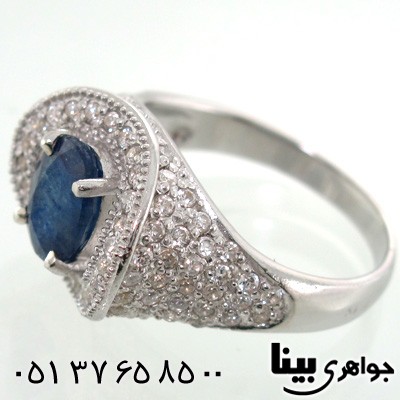 انگشتر یاقوت کبود بیضی زنانه کلاسیک