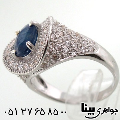 انگشتر یاقوت کبود بیضی زنانه کلاسیک
