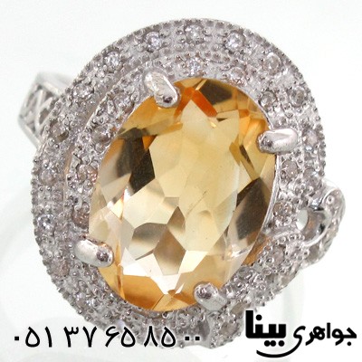 انگشتر سیترین بیضی زنانه درشت