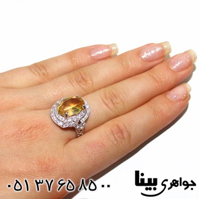 انگشتر سیترین بیضی زنانه درشت