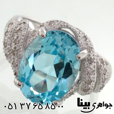 انگشتر توپاز بیضی زنانه درشت