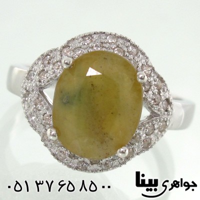 انگشتر یاقوت زرد بیضی زنانه