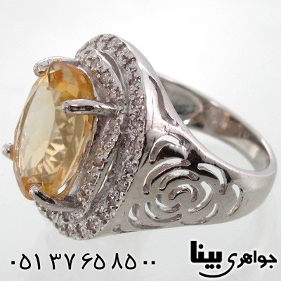 انگشتر سیترین بیضی زنانه درشت کلاسیک