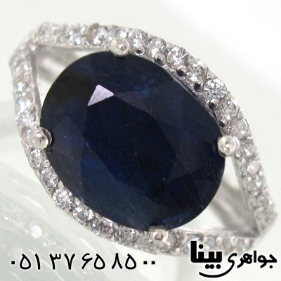 انگشتر یاقوت کبود بیضی زنانه درشت