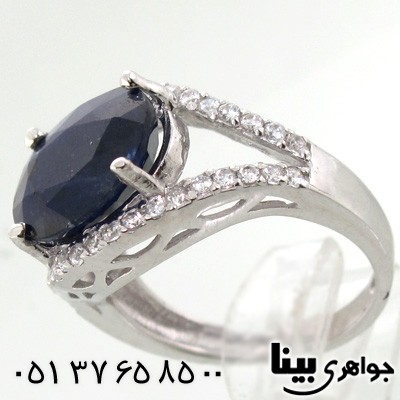انگشتر یاقوت کبود بیضی زنانه درشت