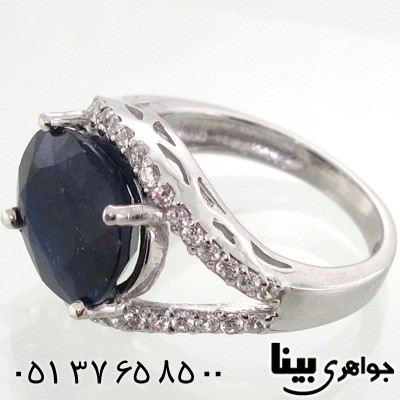 انگشتر یاقوت کبود بیضی زنانه درشت