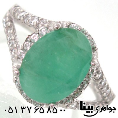 انگشتر زمرد بیضی زنانه درشت کلاسیک