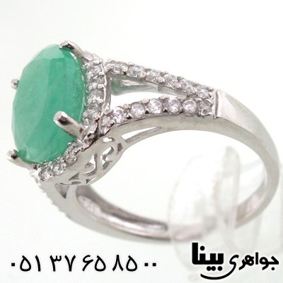 انگشتر زمرد بیضی زنانه درشت کلاسیک