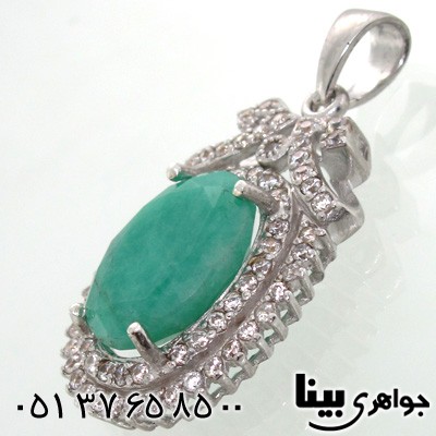 گردنبند زمرد طرح یاس زنانه درشت