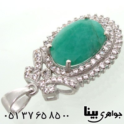 گردنبند زمرد طرح یاس زنانه درشت