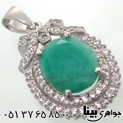 گردنبند زمرد طرح یاس زنانه درشت