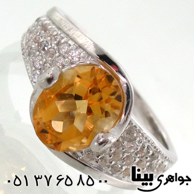 انگشتر سیترین دایره ای زنانه