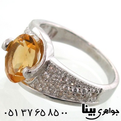 انگشتر سیترین دایره ای زنانه