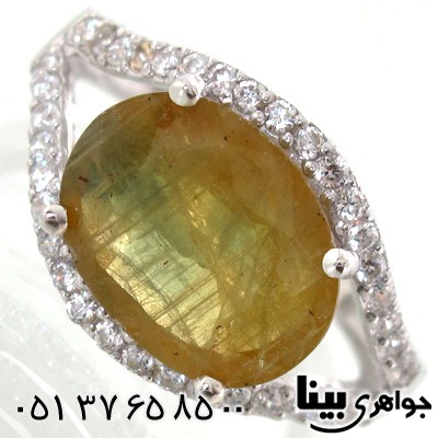انگشتر یاقوت زرد بیضی زنانه درشت