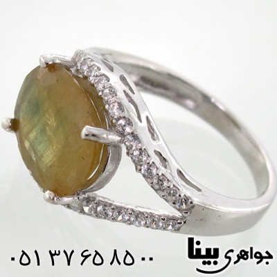 انگشتر یاقوت زرد بیضی زنانه درشت