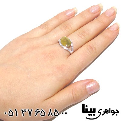 انگشتر یاقوت زرد بیضی زنانه درشت