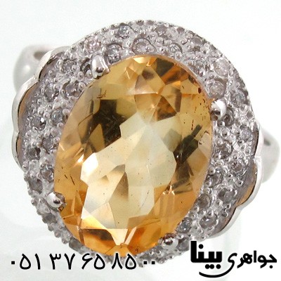انگشتر سیترین بیضی زنانه طرح بهسا درشت