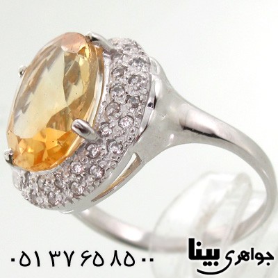 انگشتر سیترین بیضی زنانه طرح بهسا درشت