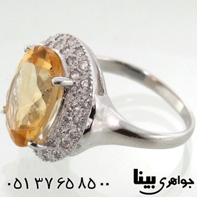 انگشتر سیترین بیضی زنانه طرح بهسا درشت