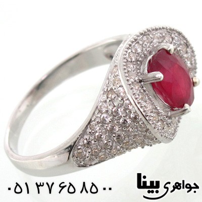 انگشتر یاقوت سرخ بیضی زنانه