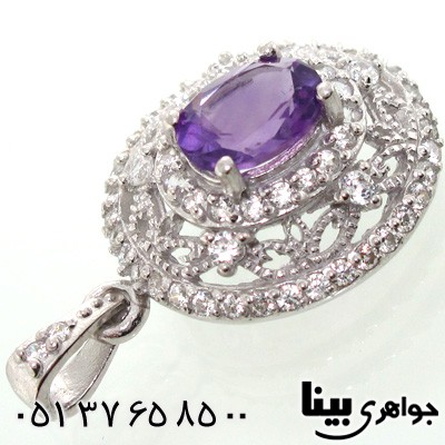 گردنبند آمتیست دایره زنانه درشت